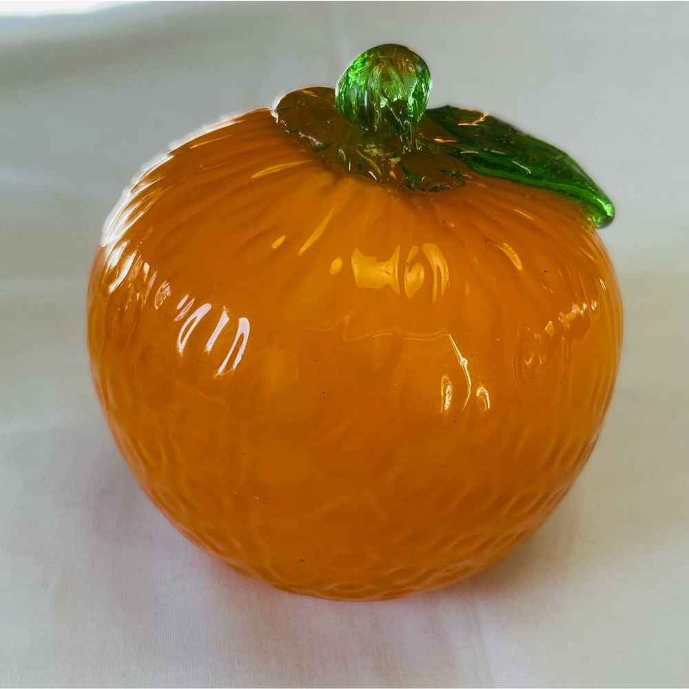 Vintage Hand Blown Glass Orange Fruit